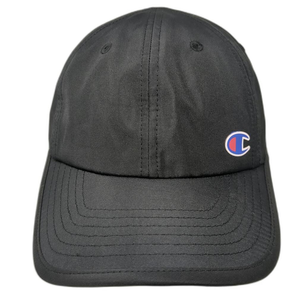 Champion Baseball Cap Black One Size Adjustable Strapback Embroidered Logo hat